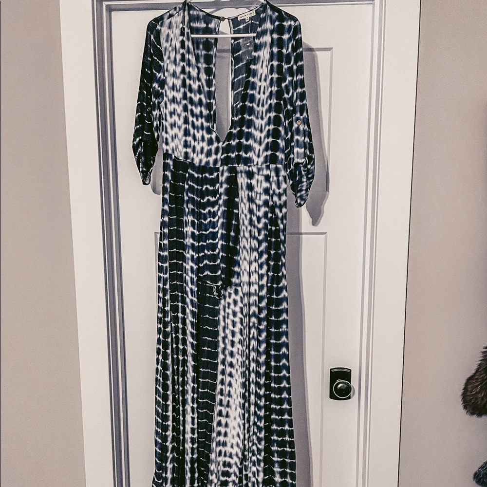 Deep V open back romper hi lo dress